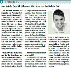 Bericht in "Besser Lackieren"vom 21. Januar 2011